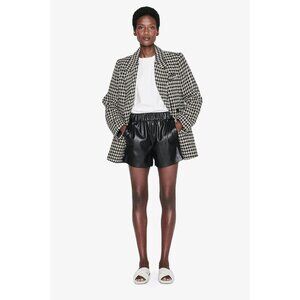 NWOT ANINE BING Sofia Black Vegan Leather High Waisted Pull On Shorts, Size XS